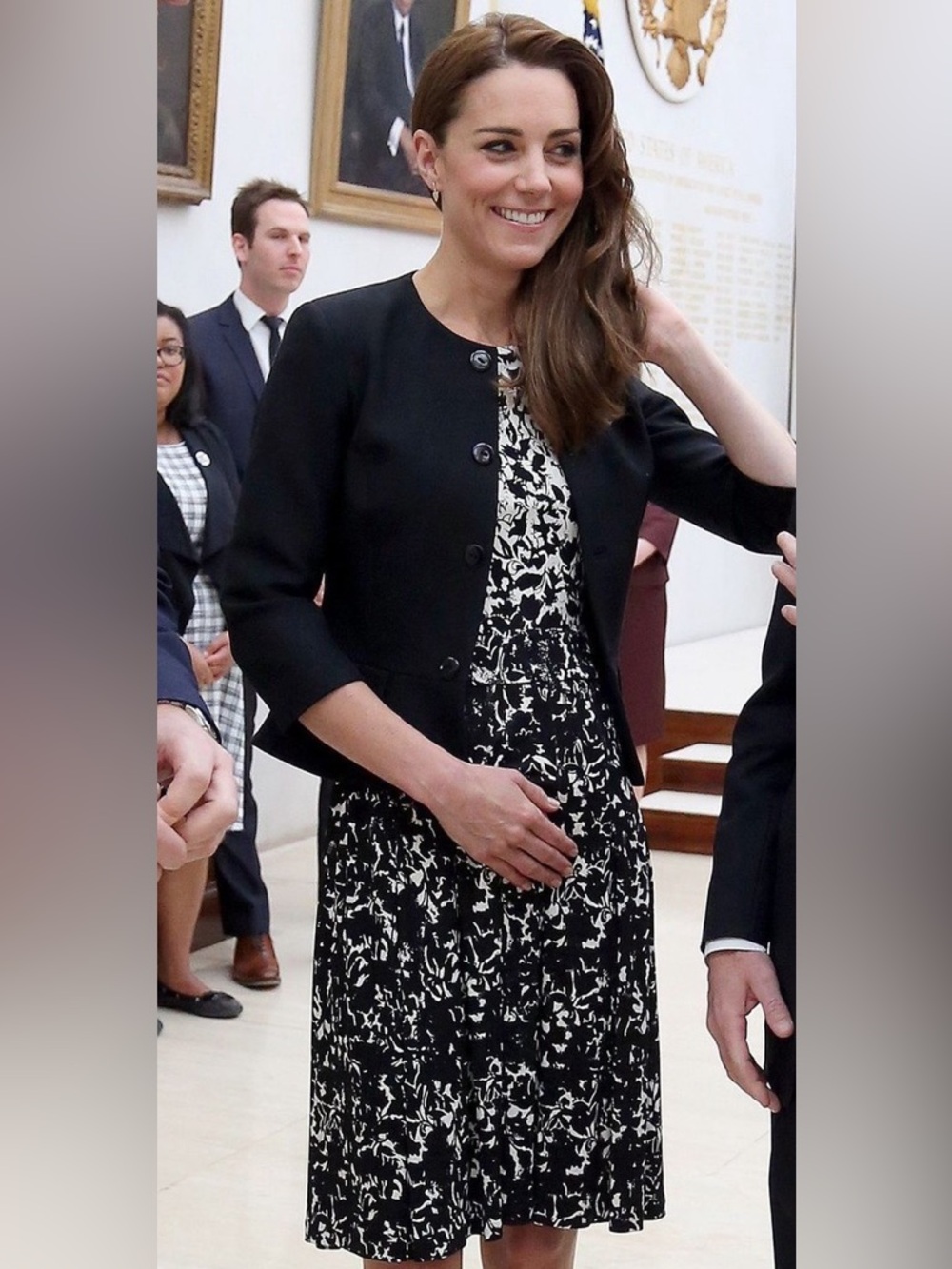 Tory Burch Black White Sophia A-Line Dress size S Kate Middleton